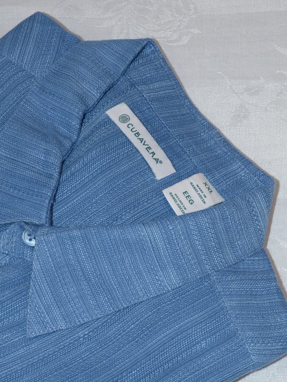 Cubavera Blue LS Button Down Shirt -- XXL Linen Cotton